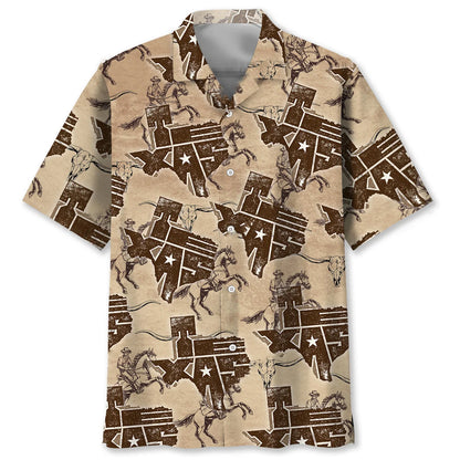 Texas State Cowboy Hawaiian Shirt, custom shirt gift for men