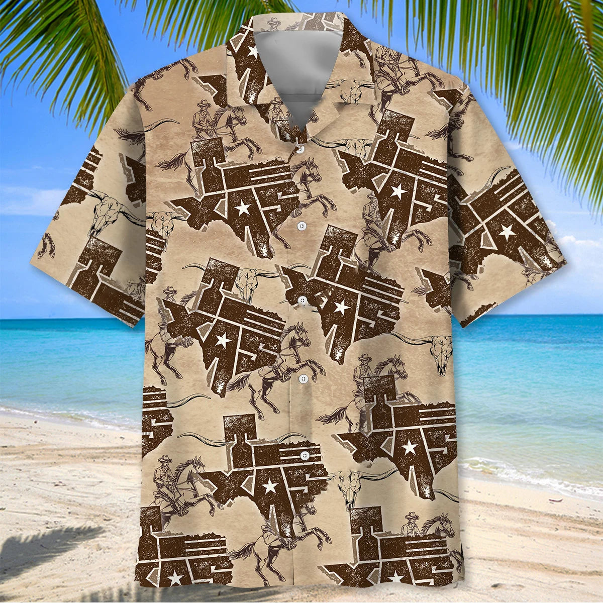 Texas State Cowboy Hawaiian Shirt, custom shirt gift for men (view 2)