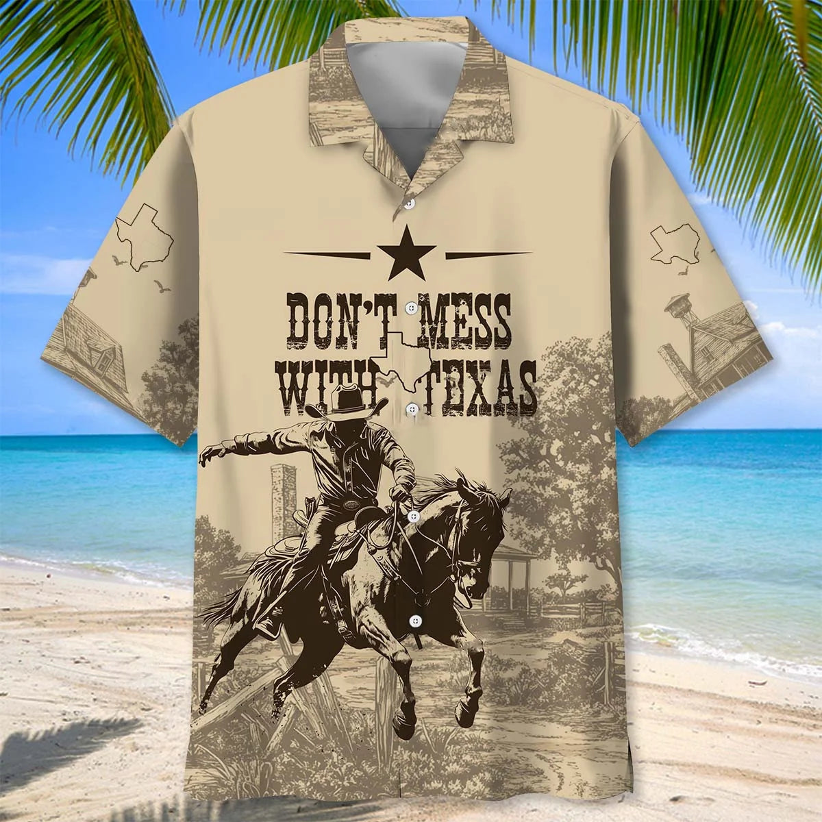 Texas State Cowboy Vintage Hawaiian Shirt, custom shirt gift for men (view 2)