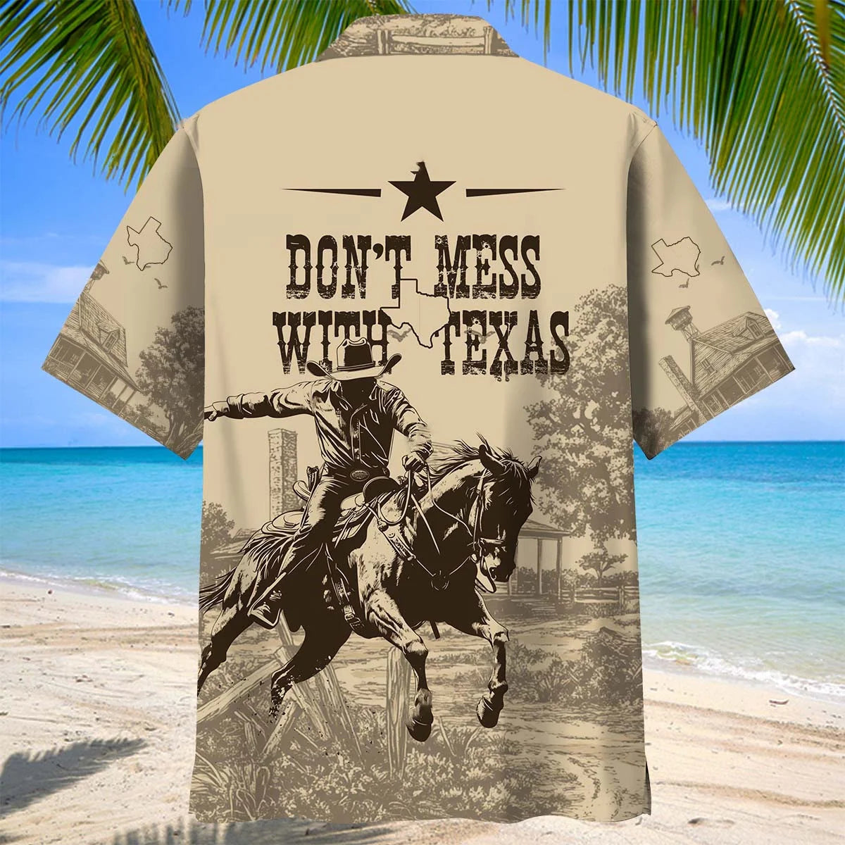Texas State Cowboy Vintage Hawaiian Shirt, custom shirt gift for men (view 3)