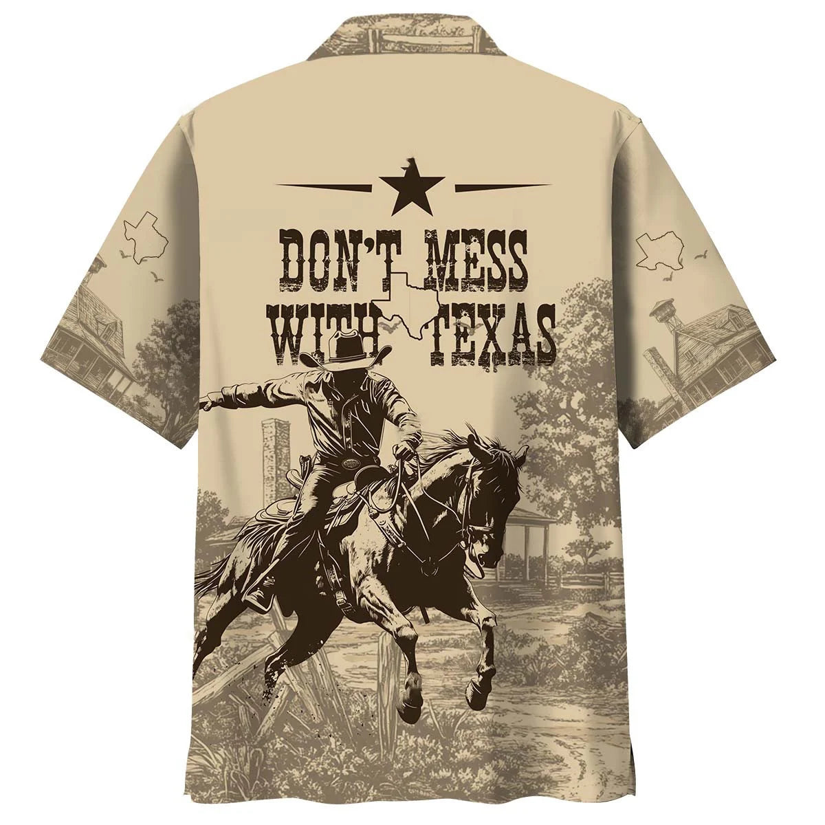 Texas State Cowboy Vintage Hawaiian Shirt, custom shirt gift for men (view 4)