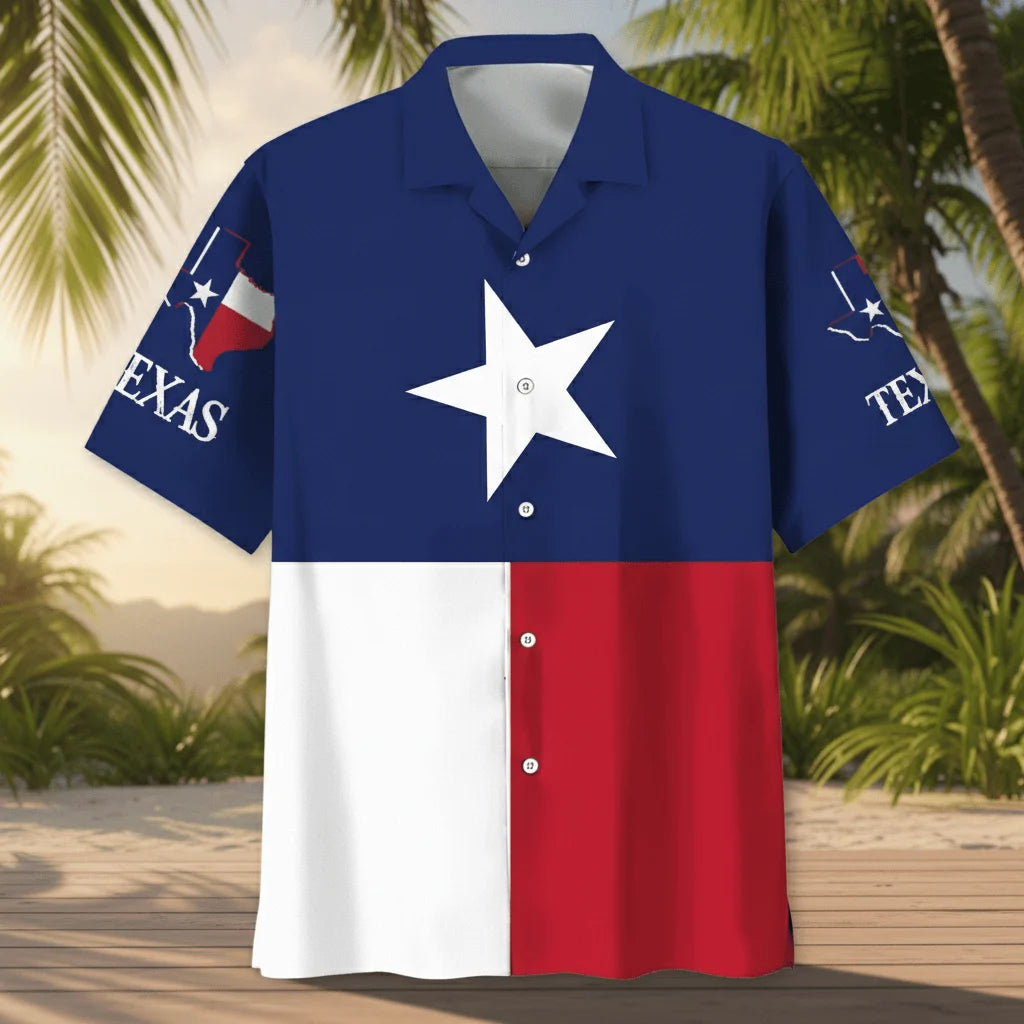 Texas the Lone Star State Hawaiian Shirt, custom shirt gift for men (view 3)