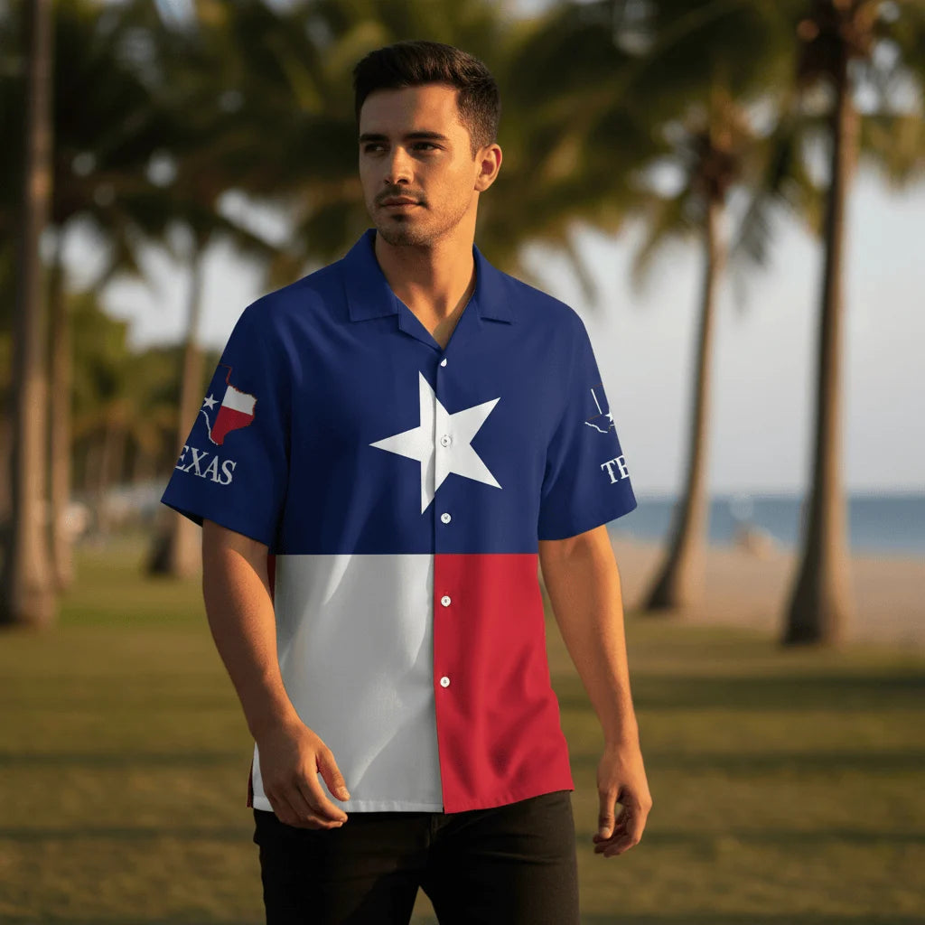 Texas the Lone Star State Hawaiian Shirt, custom shirt gift for men (view 4)