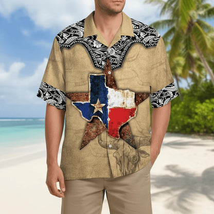 Texas Hawaiian Shirt Lone Star State Western Cowboy Button Up Shirt