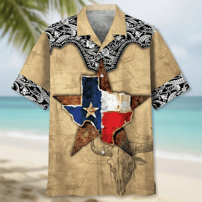 Texas Hawaiian Shirt Lone Star State Western Cowboy Button Up Shirt