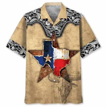 Texas Hawaiian Shirt Lone Star State Western Cowboy Button Up Shirt