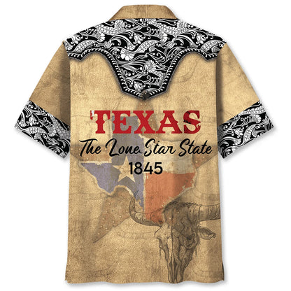Texas Hawaiian Shirt Lone Star State Western Cowboy Button Up Shirt