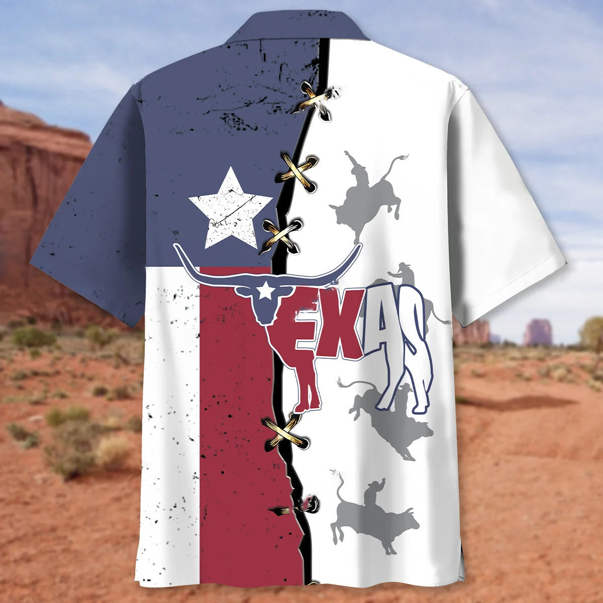 Texas the Longhorn State Hawaiian Shirt, custom shirt gift for men (view 3)