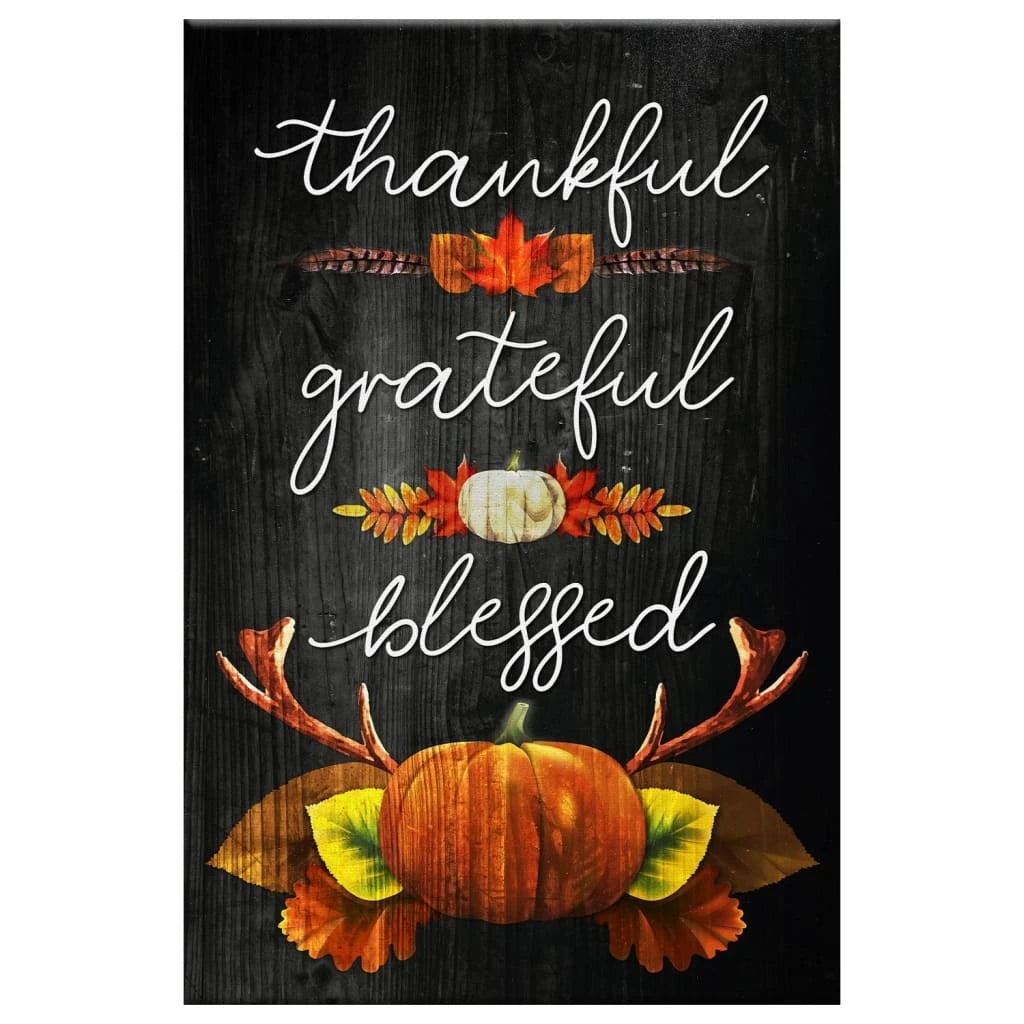 thankful grateful blessed christian thanksgiving wall art canvas (Landscape) (view 2)