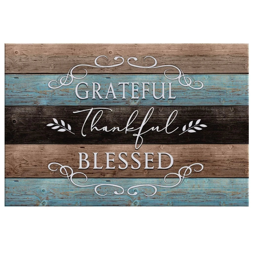 thankful grateful blessed rustic christian wall art canvas print (Landscape) (view 2)