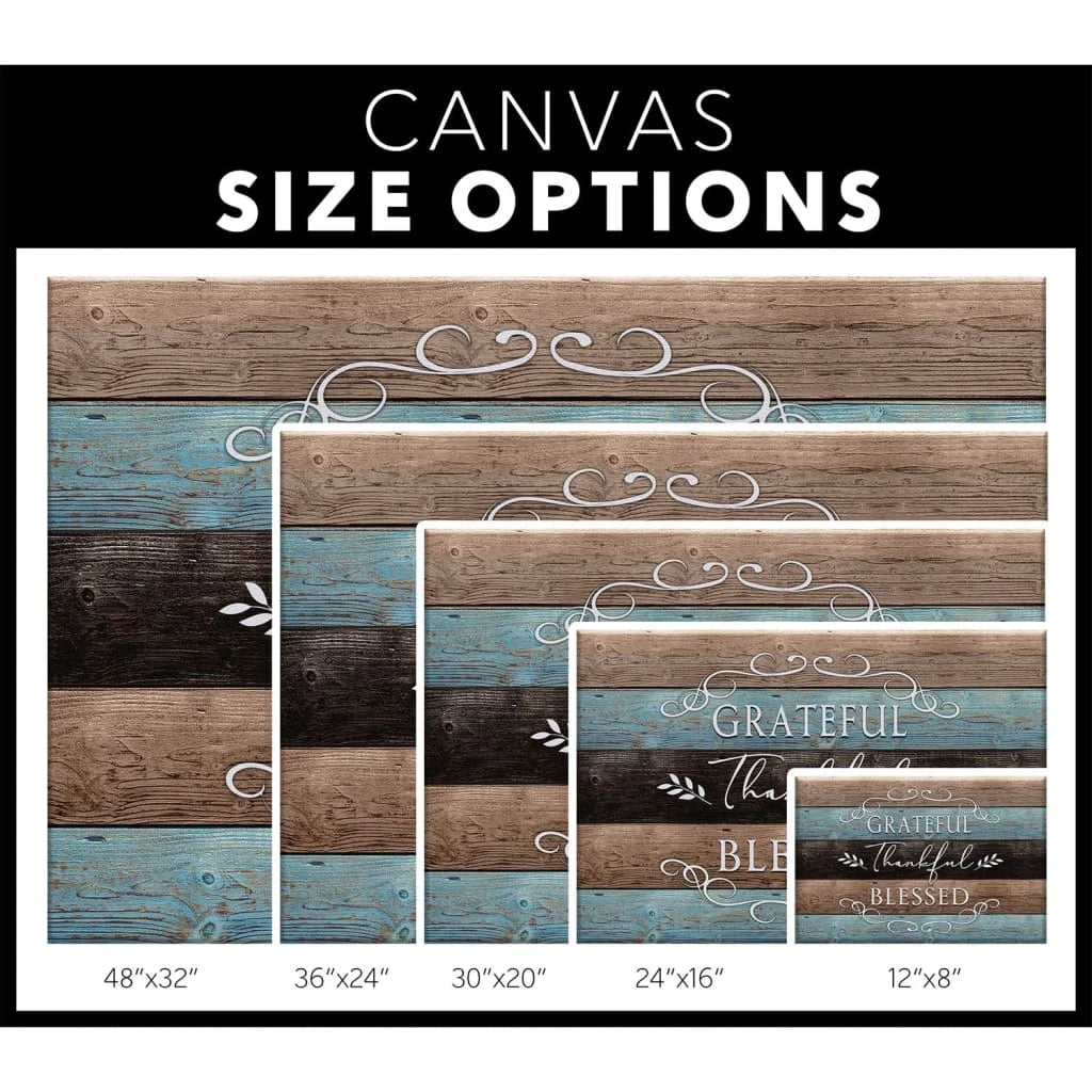 thankful grateful blessed rustic christian wall art canvas print (Landscape) (view 3)