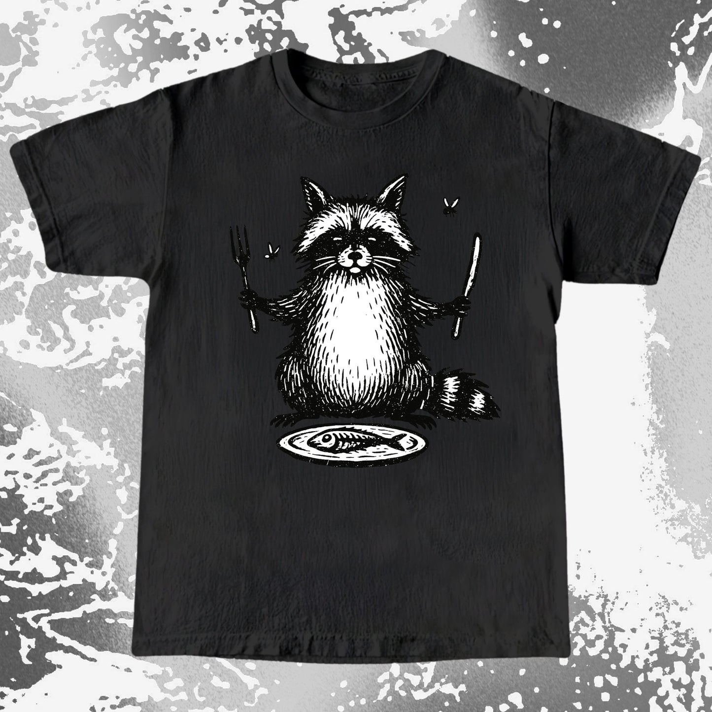 Hungry Raccoon Dinner Funny, funny meme tee gift (view 2)