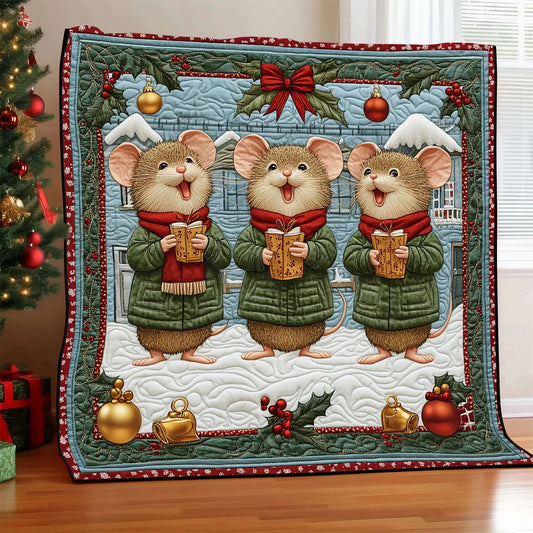 The Caroling Mice Quilt Blanket