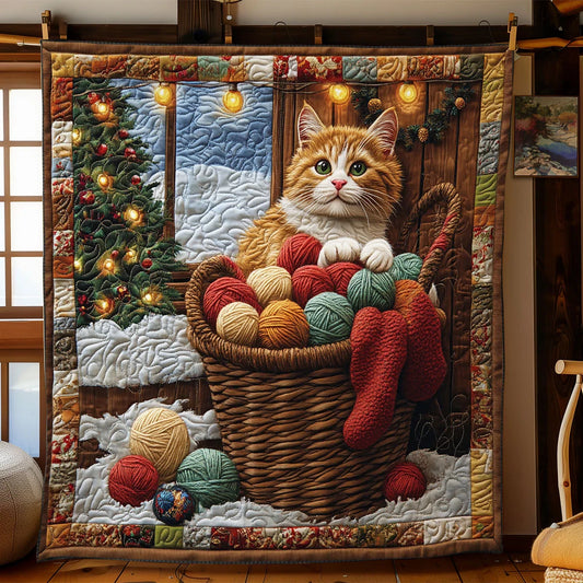 The Cat Who Stole The Yarn Quilt Blanket