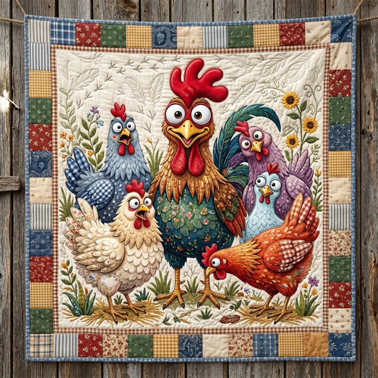 The Chicken Committee Quilt Blanket