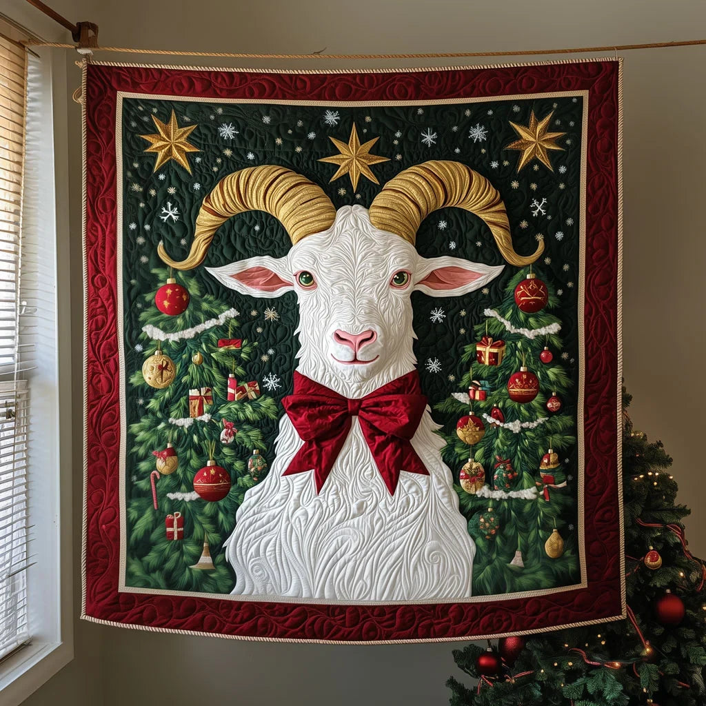 The Festive Bow Goat Quilt Blanket
