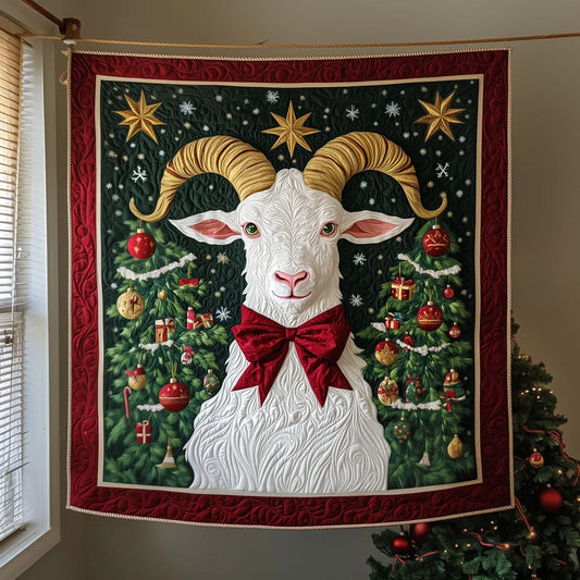 The Festive Bow Goat Quilt Blanket