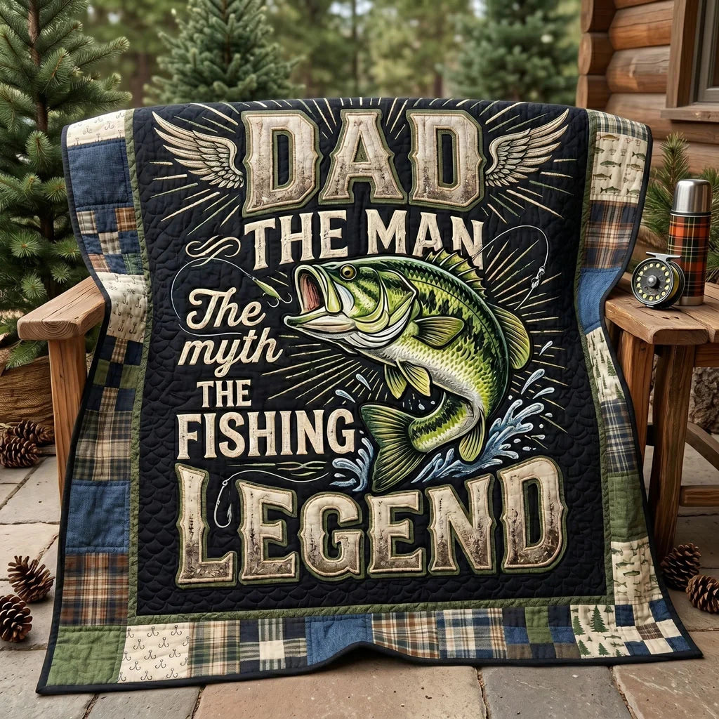 The Fishing Legend Dad Quilt Blanket