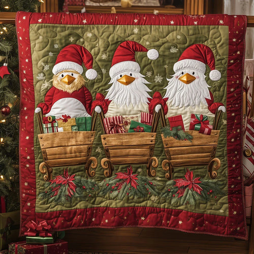 The Rooster Trio Quilt Blanket