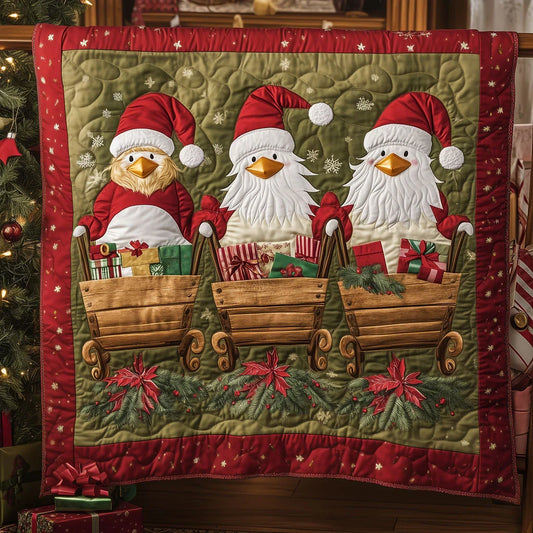 The Rooster Trio Quilt Blanket