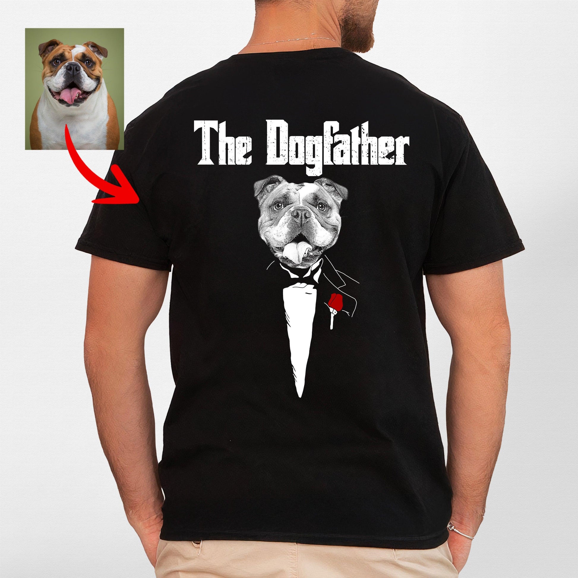 The Dog Father Backside T-Shirt, custom pet portrait gift for pet lovers (view 2)
