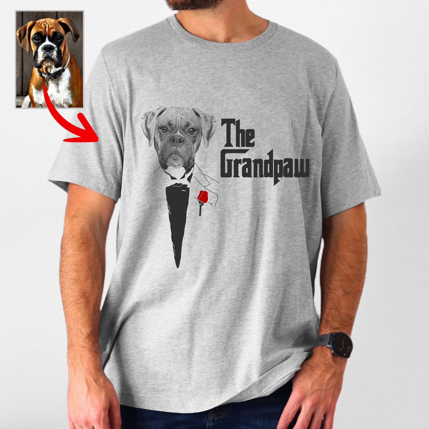 The Dogfather Bella Canvas T-Shirt, custom pet portrait gift for pet lovers