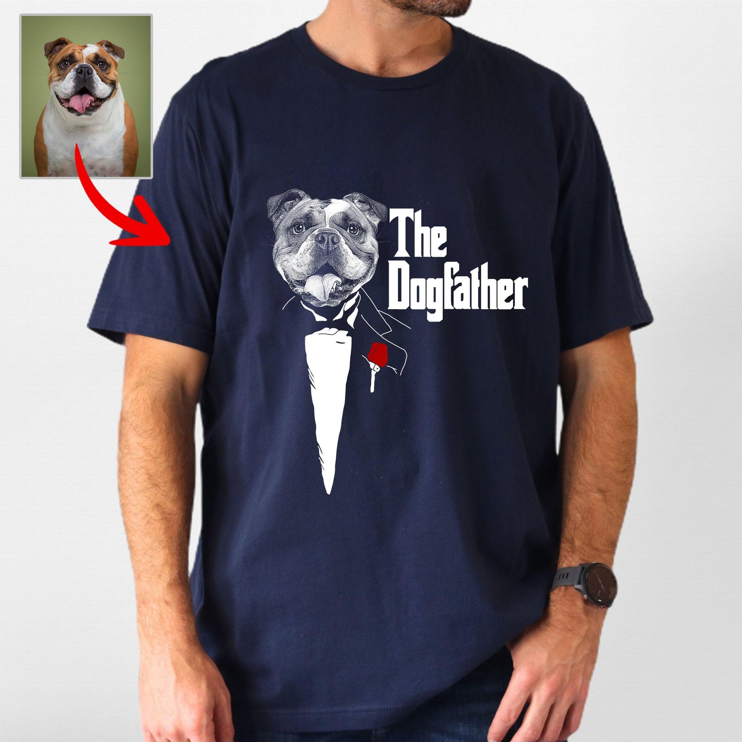 The Dogfather Bella Canvas T-Shirt, custom pet portrait gift for pet lovers (view 4)