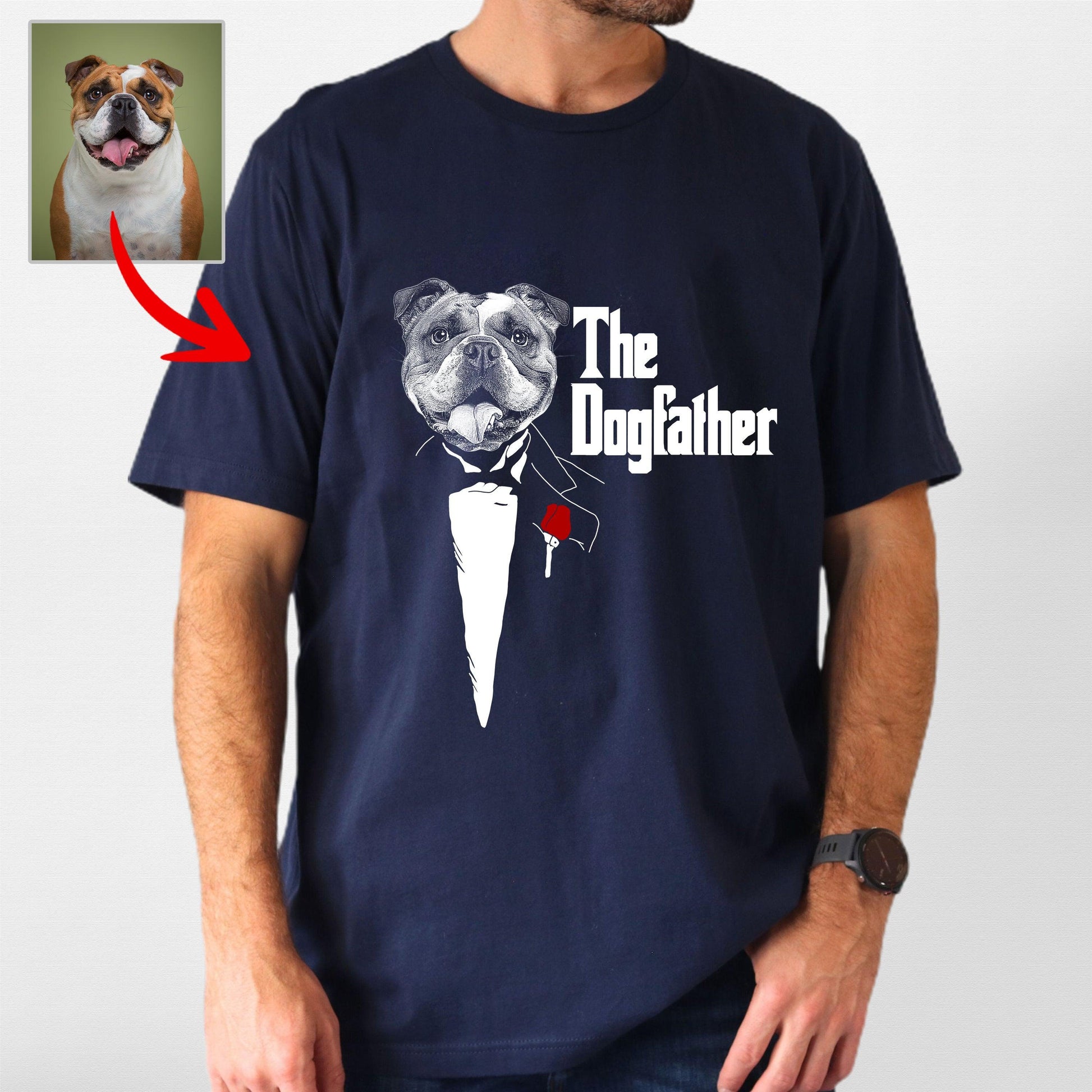 The Dogfather Bella Canvas T-Shirt, custom pet portrait gift for pet lovers (view 4)