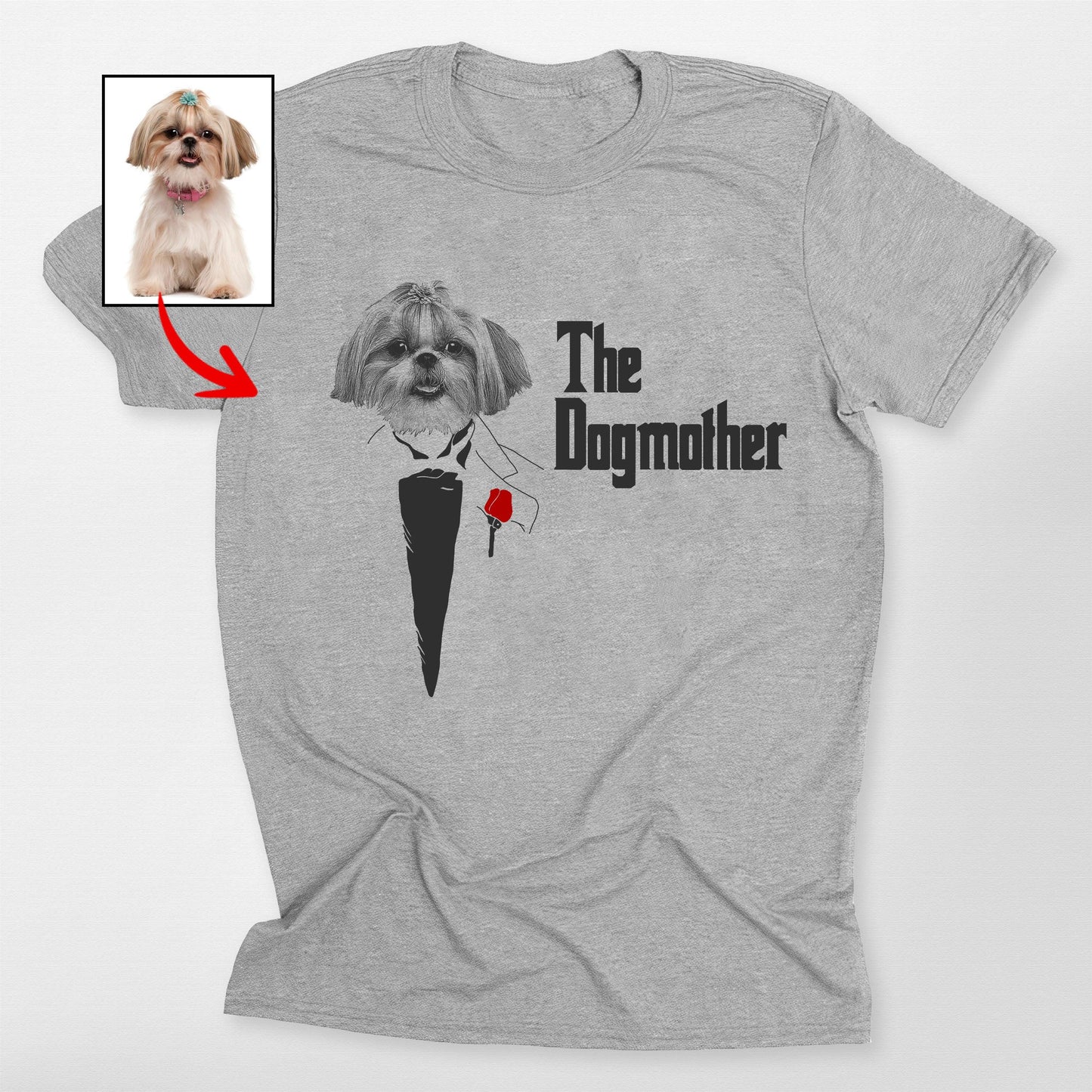The Dogmother Bella Canvas T-Shirt, custom pet portrait gift for pet lovers