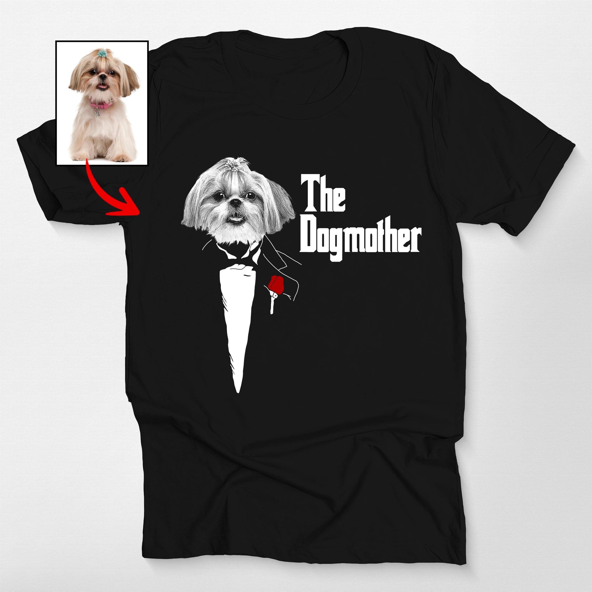 The Dogmother Bella Canvas T-Shirt, custom pet portrait gift for pet lovers (view 2)