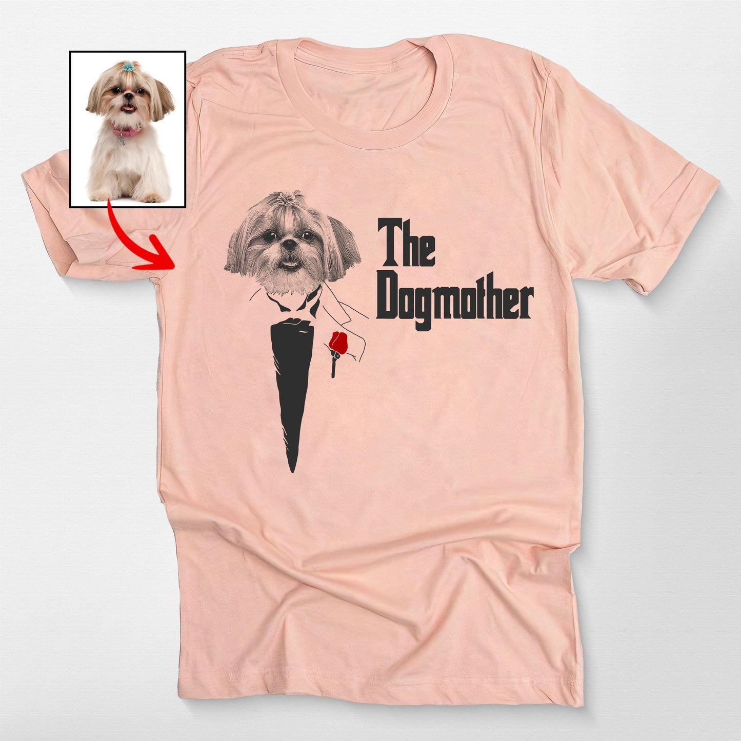 The Dogmother Bella Canvas T-Shirt, custom pet portrait gift for pet lovers (view 5)