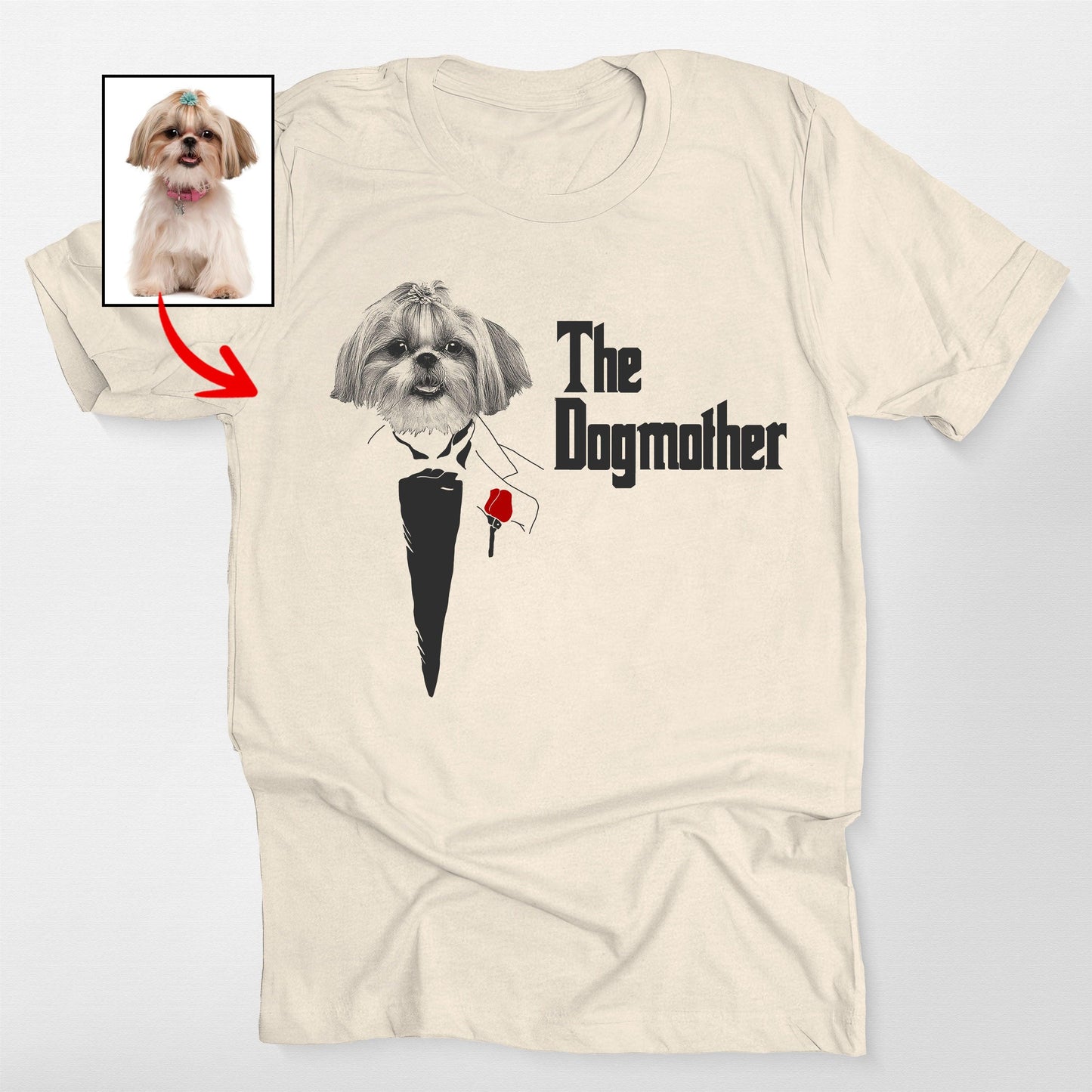 The Dogmother Bella Canvas T-Shirt, custom pet portrait gift for pet lovers (view 7)