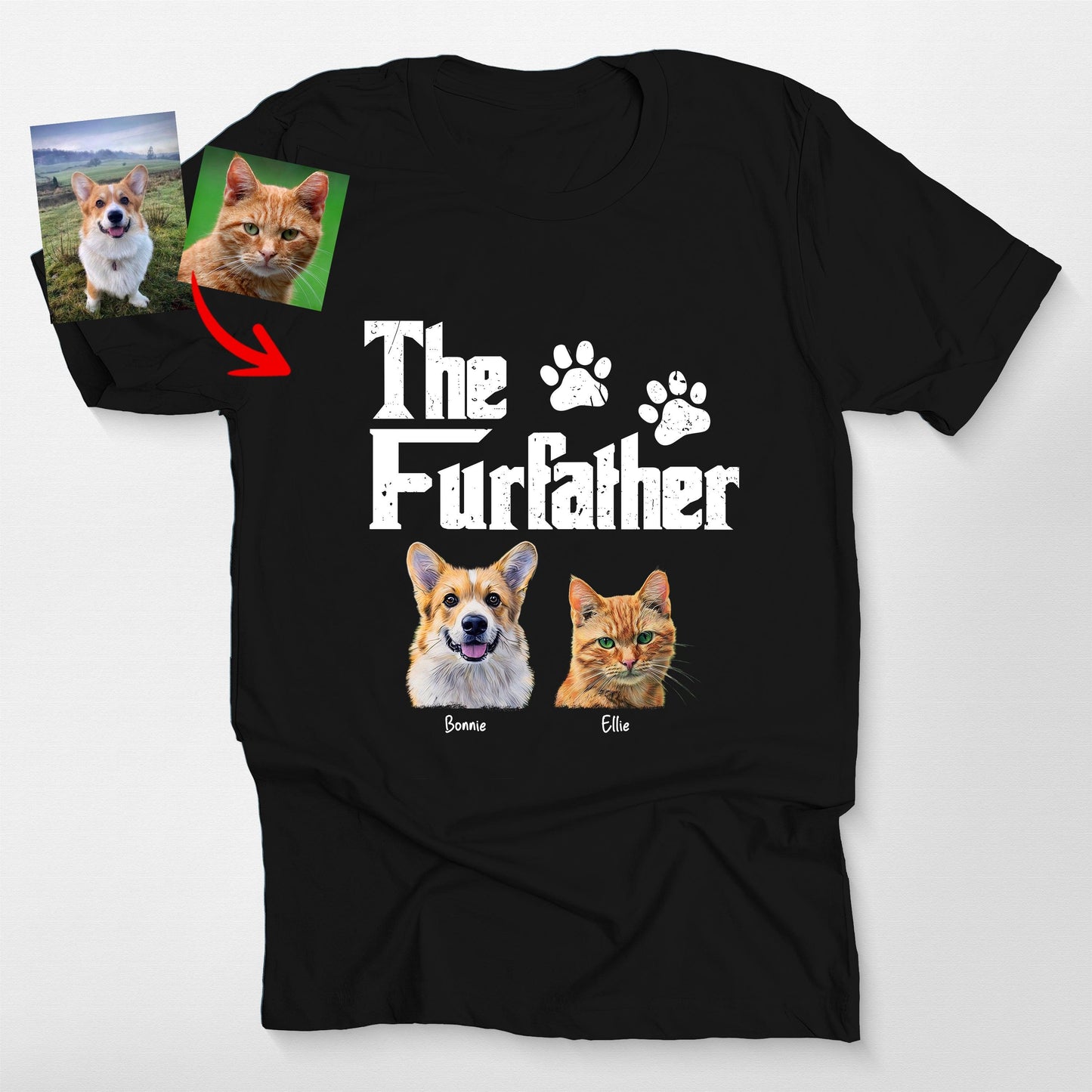 The Dogparent Bella Canvas T-Shirt, custom pet portrait gift for pet lovers (view 2)