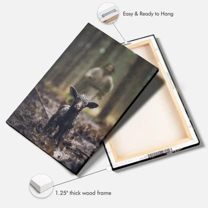 christian wall art jesus runs after his lost sheep in the rainy forest canvas (view 7)