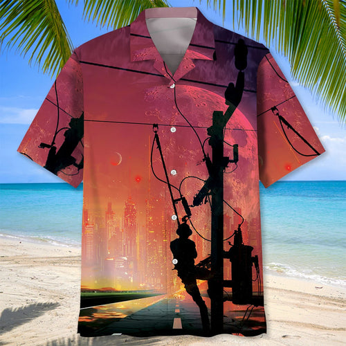The Last City of Lineman Hawaiian Shirt, custom shirt gift for men