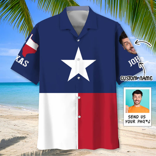 The Lone Star State Custom Face Name Hawaiian Shirt, custom shirt gift for men (view 2)