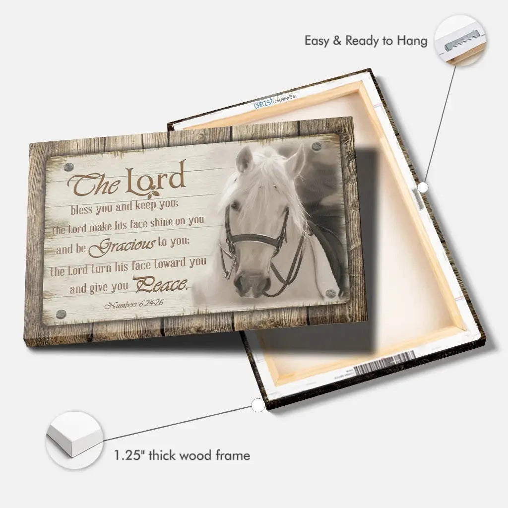the lord bless you and keep you horse farmhouse christian wall art canvas (Landscape) (view 5)