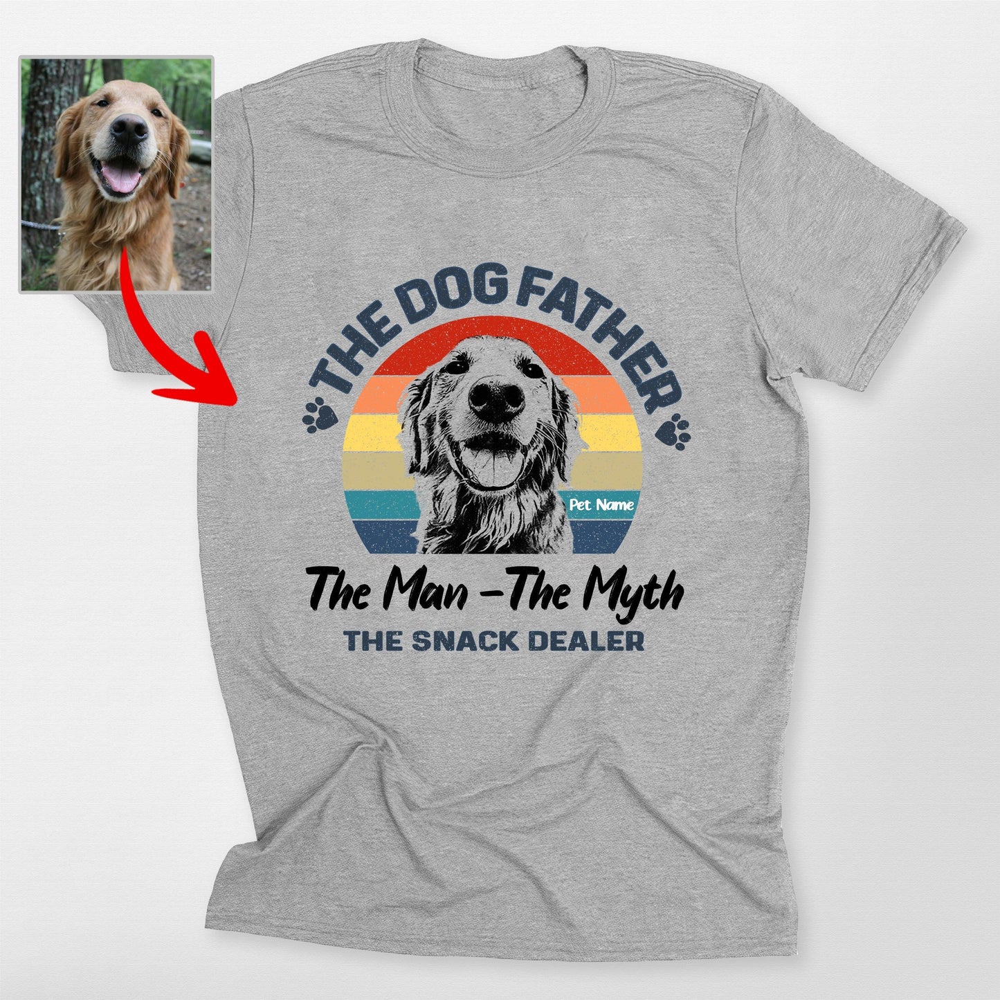 The Man the Myth the Dog Father Shirt, custom pet portrait gift for pet lovers
