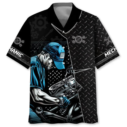 The Real Mechanic Hawaiian Shirt, custom shirt gift for men (view 4)