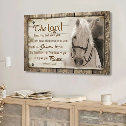 the lord bless you and keep you horse farmhouse christian wall art canvas (Landscape) (view 4)