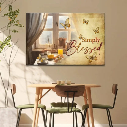 christian wall art simply blessed canvas butterfly window (Landscape) (view 6)