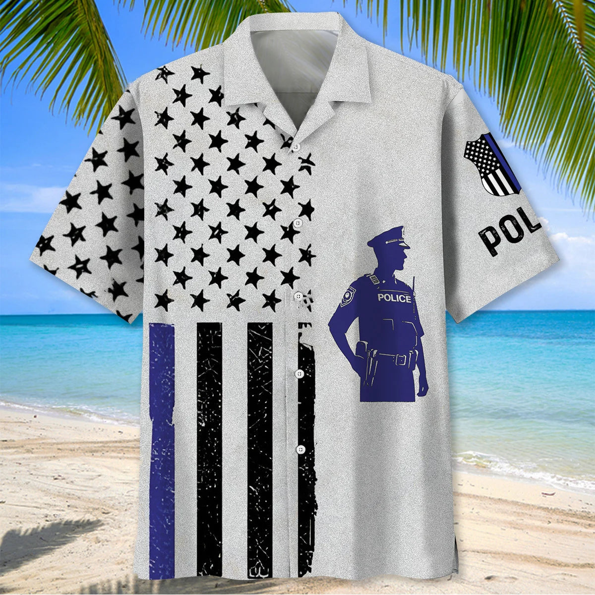 Thin Blue Line Police Hawaiian Shirt, custom shirt gift for men