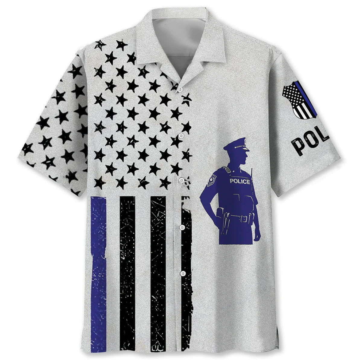 Thin Blue Line Police Hawaiian Shirt, custom shirt gift for men (view 2)