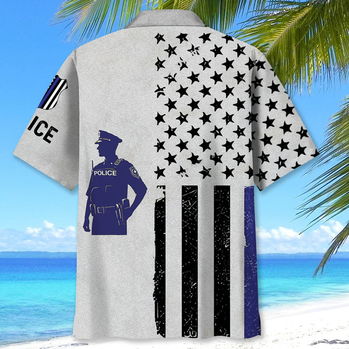 Thin Blue Line Police Hawaiian Shirt, custom shirt gift for men (view 3)