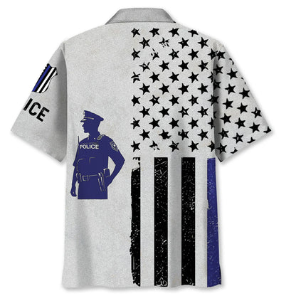 Thin Blue Line Police Hawaiian Shirt, custom shirt gift for men (view 4)
