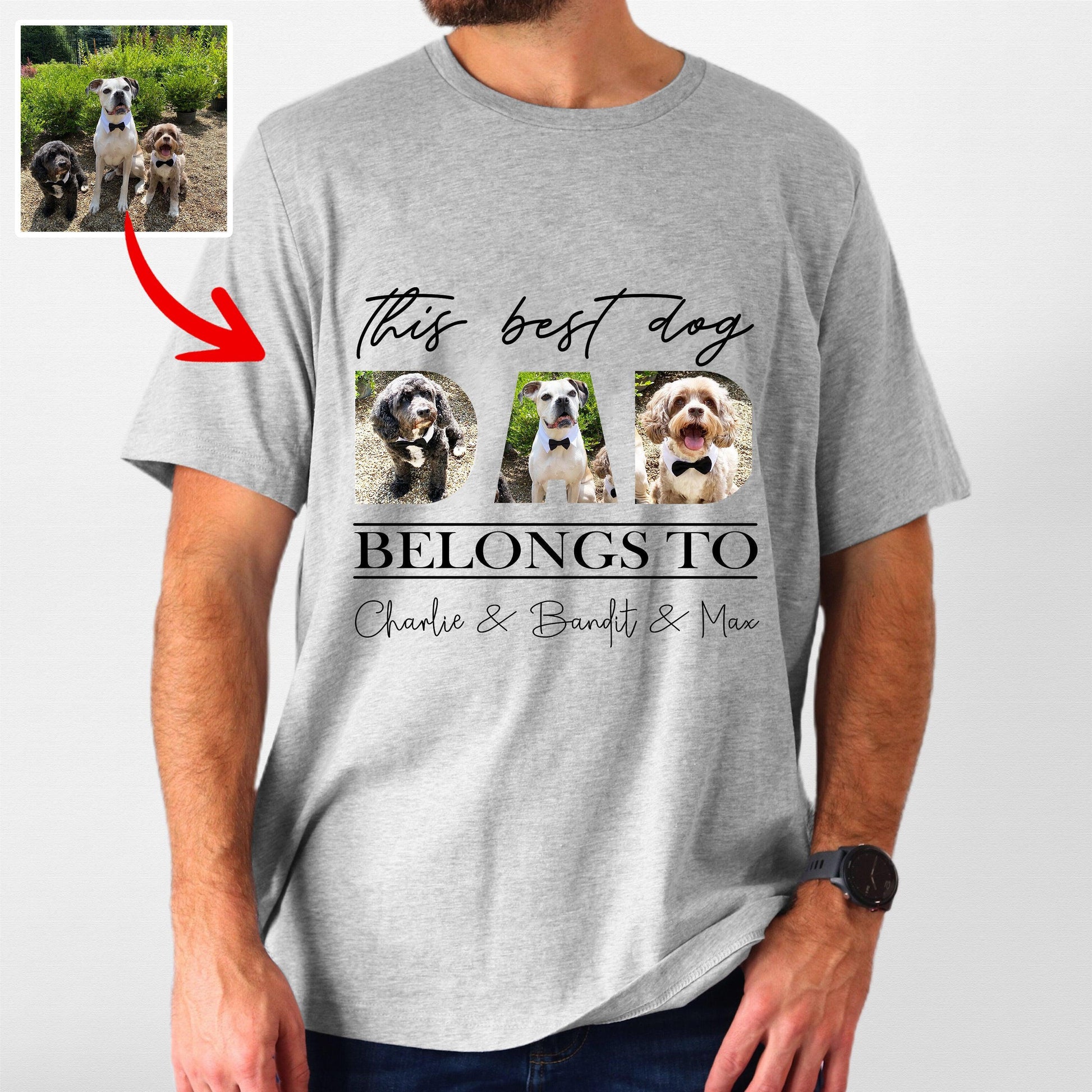 This Dad Belongs to Pet T-Shirt, custom pet portrait gift for pet lovers
