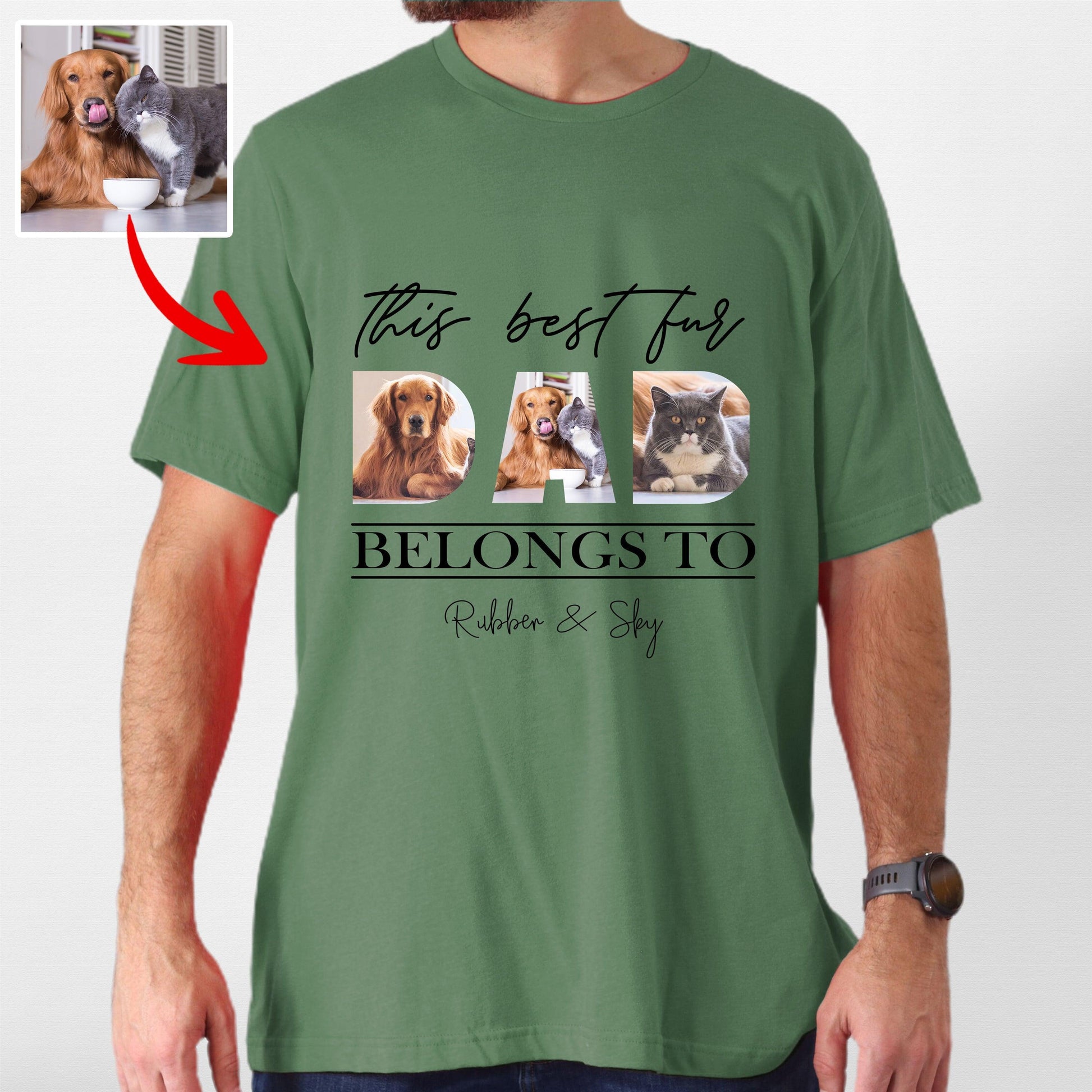 This Dad Belongs to Pet T-Shirt, custom pet portrait gift for pet lovers (view 3)