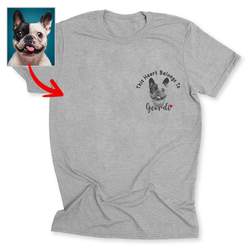 This Heart Belongs to my Dog Custom Bella Canvas T-Shirt, custom pet portrait gift for pet lovers