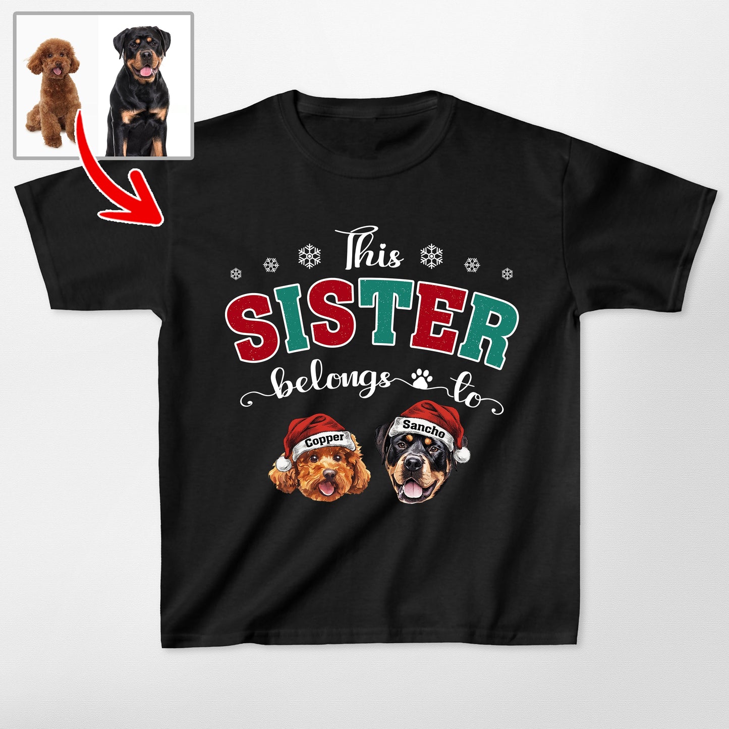 This Human Belongs to Custom Dog Christmas Gildan, custom pet portrait gift for pet lovers
