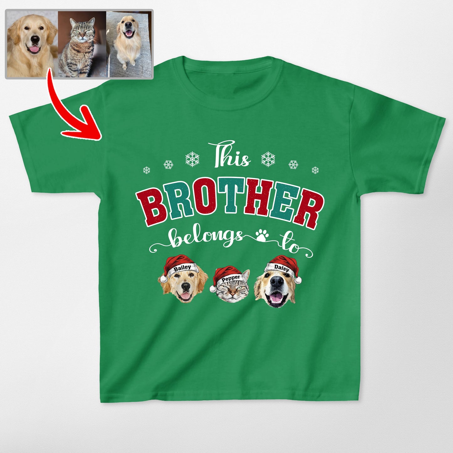 This Human Belongs to Custom Dog Christmas Gildan, custom pet portrait gift for pet lovers (view 2)